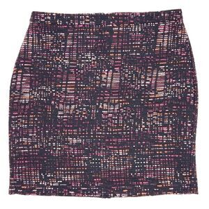 Ann Taylor LOFT Tweed Knee Length A-Line Skirt Pink Orange Black Womens Petite 8